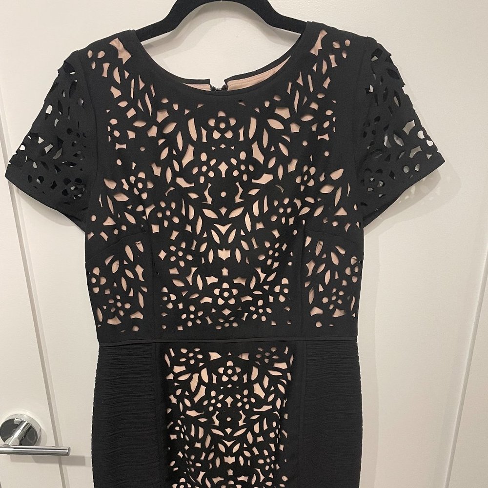 Maeve Laser-cut Black Basalt Sheath Dress